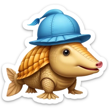 Armadillo wearing a fish hat  sticker