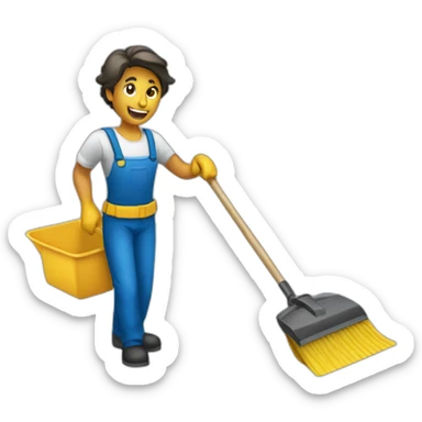 sweeper and dustpan sticker