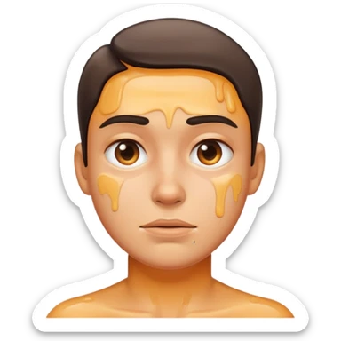 greasy person with oil on their face sticker