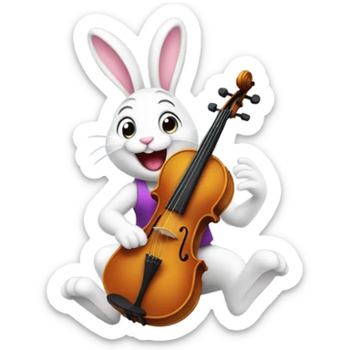 cheerful bun plays the violin sticker