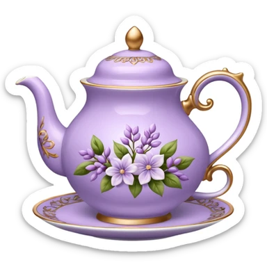 porcelain tea lilac floral  sticker