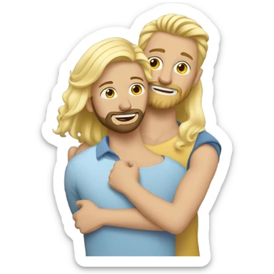 blonde woman long hair, hugging a blonde man with beard. he short hair sticker