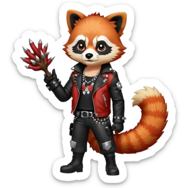 full body punk red panda with red roots and black hair sticker