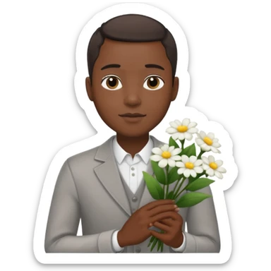 black man holding white flowers in their hands sticker