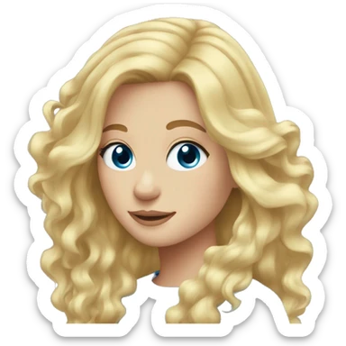 blonde hair blue eyes girl windy hair sticker