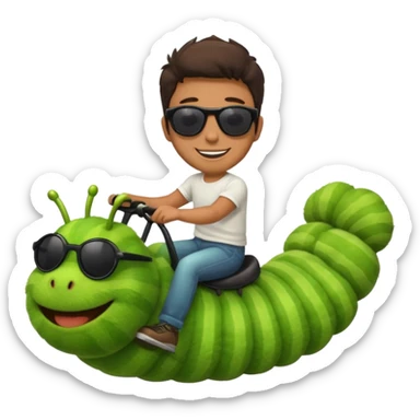 a man riding a caterpillar sticker