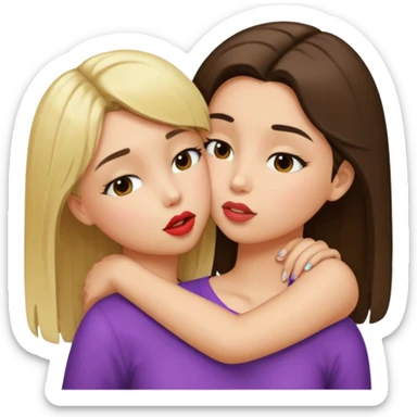 blond girl kissing brunette girls neck sticker