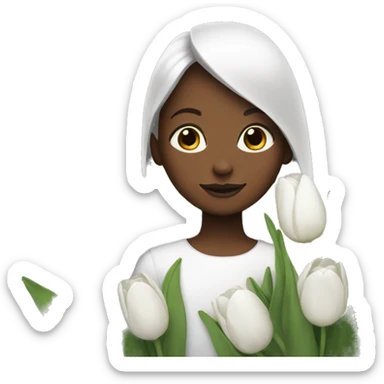 Girl with white tulips sticker