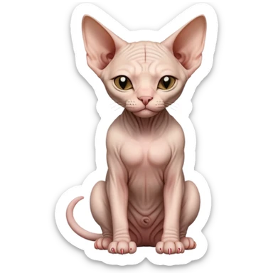 hairless sphynx cat full body sitting with eyes closed sticker