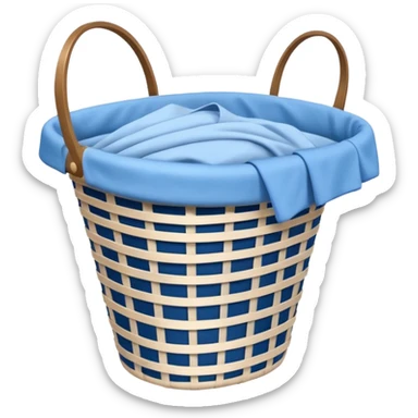 white LAUNDRY BASKET WITH FOLDED blue CLOTHES sticker