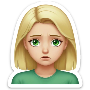 blonde hair girl with green eyes is sad she upset her boyfriend  sticker