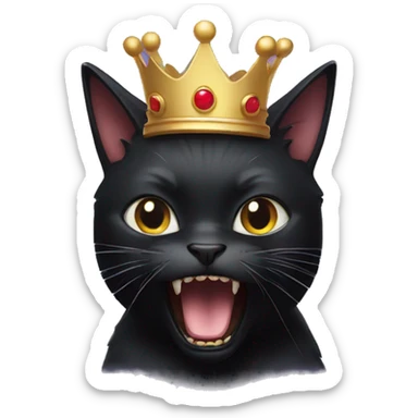 Black cat with crown scream sticker