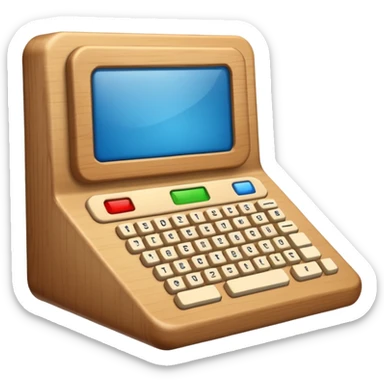 long rectangle wooden keypad with a  monitor sticker