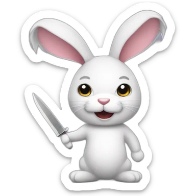 bunny with knife sticker