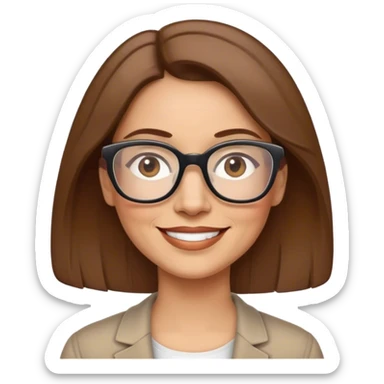 Smart female with glasses aged 48 brown hair happy and smart looking  sticker
