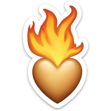 a beige heart on fire sticker
