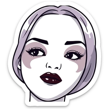 Shiny black lipstick on full lips, fashionable and bold sticker