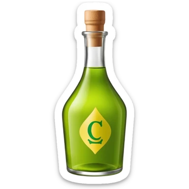 Une bouteille de chartreuse verte sous forme de drapeau avec ecrit chartreuse sur l'etiquette sticker