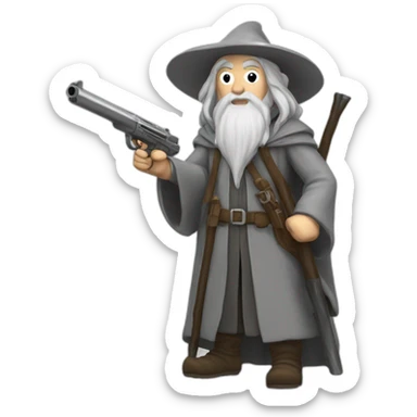 gandalf with gun sticker