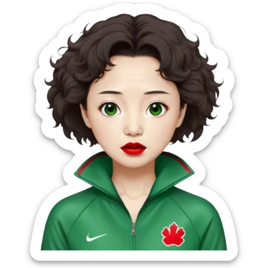 Han Mi-nyeo: Age Late 80s
Appearance: A crazy woman with many wrinkles face, frizzy, very messy dark brown hair and dramatic red lipstick.
Outfit: Green player tracksuit sticker