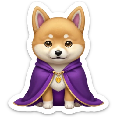 baby shiba dog, in magic purple cloak sticker