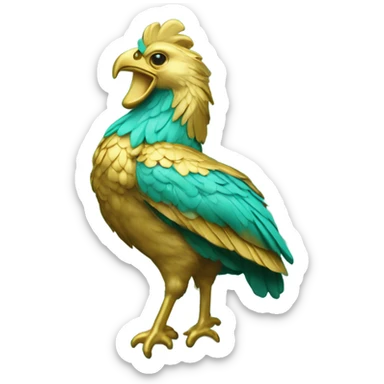 Turquoise and gold Chanticleer  sticker