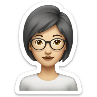 asian woman with round thin glasses sticker
