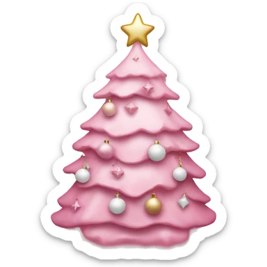 Pink pastel Christmas tree with pink and white ornaments  sticker