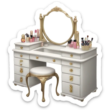 White vanity desk with makeup sticker