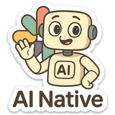Slack-style icon with the text 'AI Native', modern, clean, rounded shapes, harmonious color palette, suitable for a tech product logo. sticker