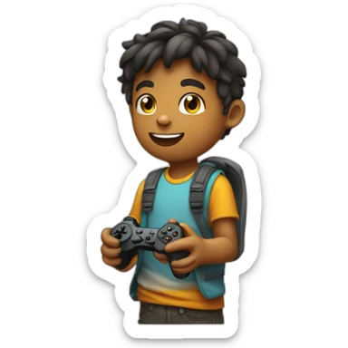 kid play videogames sticker
