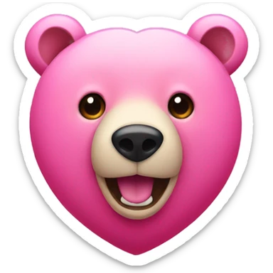 Bear with a pink heart  sticker