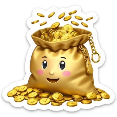 the small pouch should open so the coins come out of it, not closed sticker