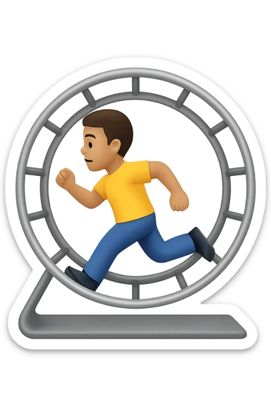 Uomo che corre dentro la ruota del criceto emoji style iphone  sticker