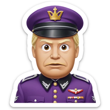 Grimace from McDonalds fighting Donald trump in a 1940s German war uniform sticker