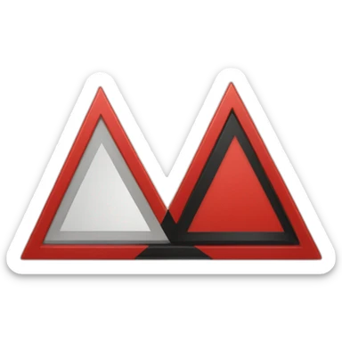 A triangle cut in half. The left half is colored in red and the right part is colored in black sticker