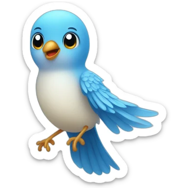 Small babyblue bird flying sticker