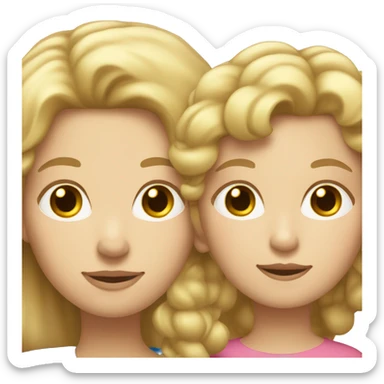 Blonde mom with straight hair and white skin and her curly brown adult daughter sticker