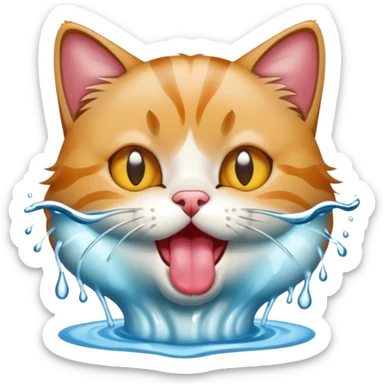 Cat licking water sticker