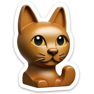 Mid century modern style wooden cat statue sticker