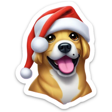 Lisa frank Christmas dog with Santa hat sticker