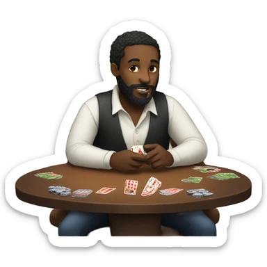 Black man with beard playing a card game sticker