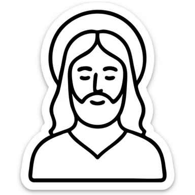 icon of Jesús, gentle expression, outlined style, no background sticker