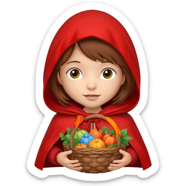little red riding hood with brown hair 6 years old girl sticker