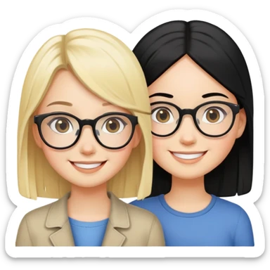 Blonde girl and a black hair girl with eyeglasses black are best friend sticker