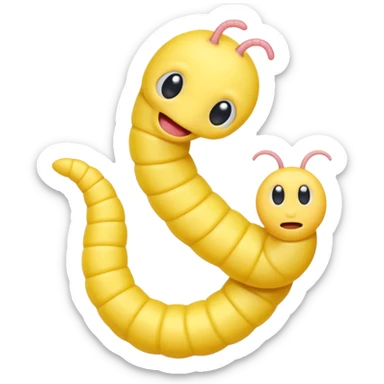 Yellow worm with a weird head sticker