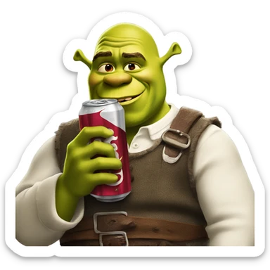 Shrek drinking DR PEPPER  sticker