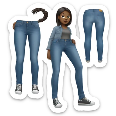 Girl wearing blue jeans  sticker