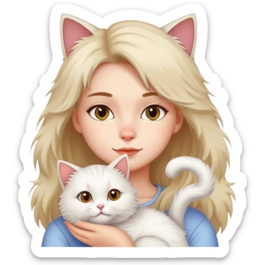 girl with cat indoors sticker