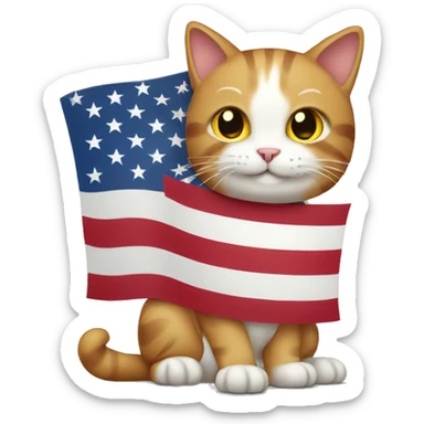 cat with the usa flag sticker